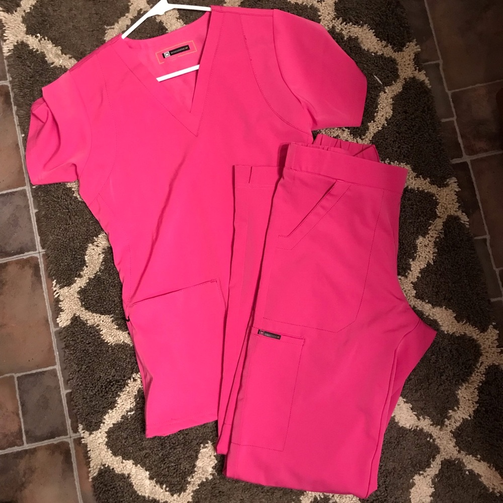 Pink Wonderwink Scrub Set